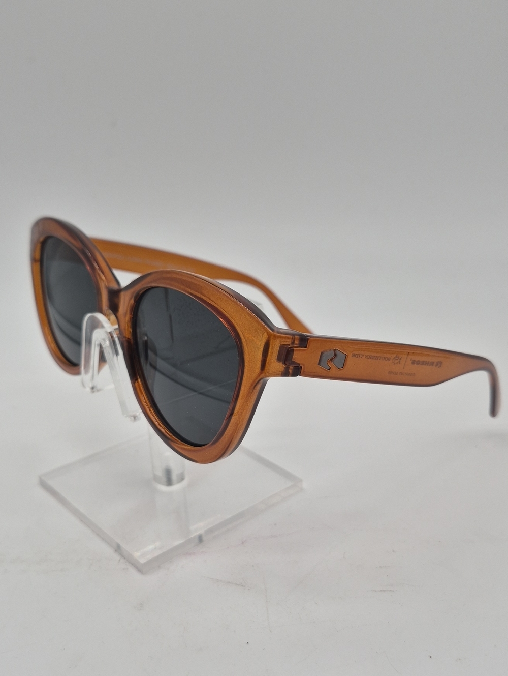 Southern Tide Amber Brown Round Women’s Sunglasses with Dark Lenses